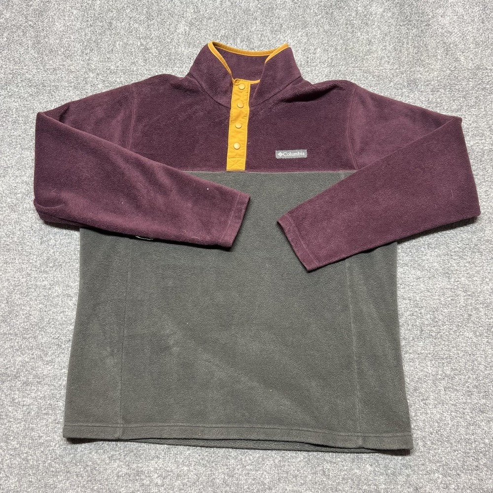 Columbia Sweatshirt Mens Large Multicolor Snap Mock Neck Fleece Pullover